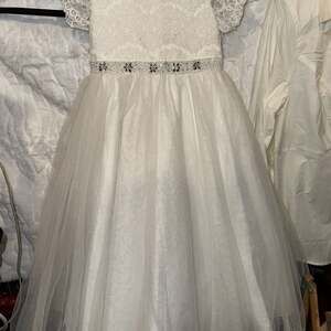 Chantilly Place Dress with Rhinestone Waistband & Tulle Skirt